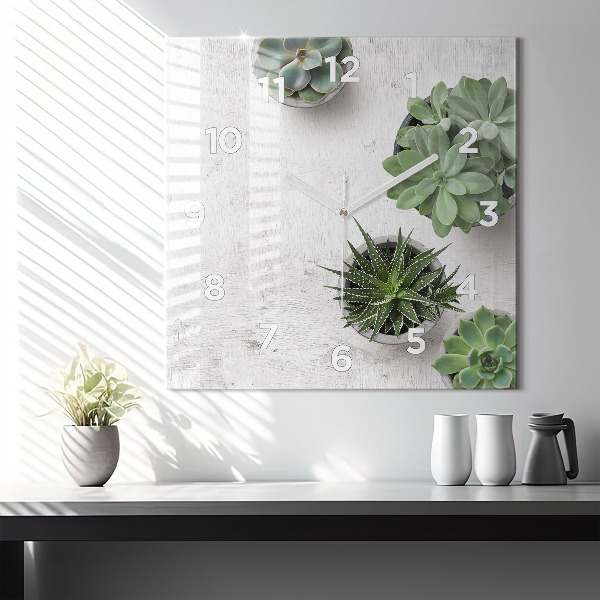 Square wall clock Ornamental plants