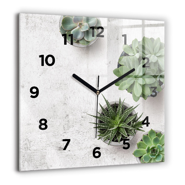 Square wall clock Ornamental plants