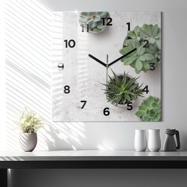Square wall clock Ornamental plants