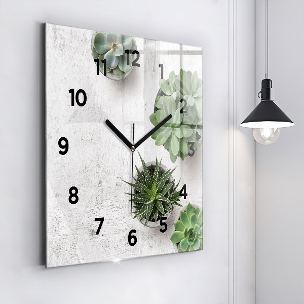 Square wall clock Ornamental plants