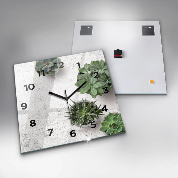 Square wall clock Ornamental plants