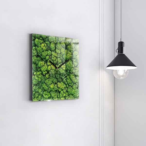 Square wall clock Forest from above