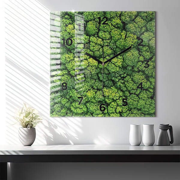 Square wall clock Forest from above
