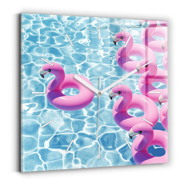 Square wall clock Dandelions flamingos