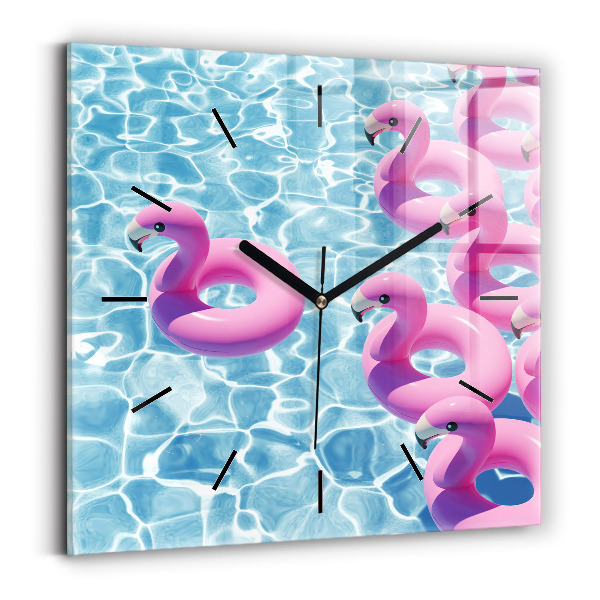 Square wall clock Dandelions flamingos