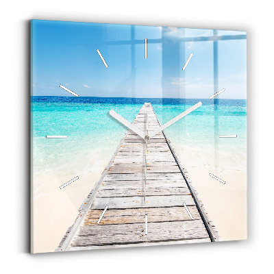 Square wall clock Tropical island