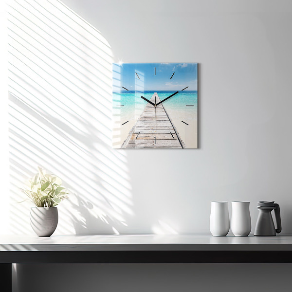 Square wall clock Tropical island