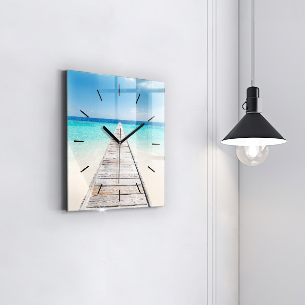 Square wall clock Tropical island