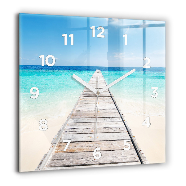 Square wall clock Tropical island