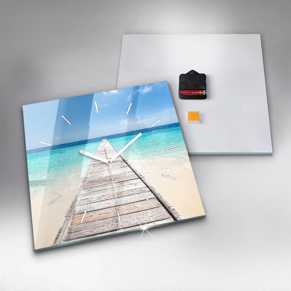 Square wall clock Tropical island