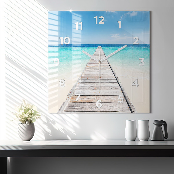 Square wall clock Tropical island