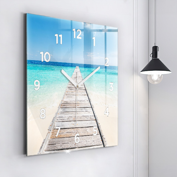 Square wall clock Tropical island