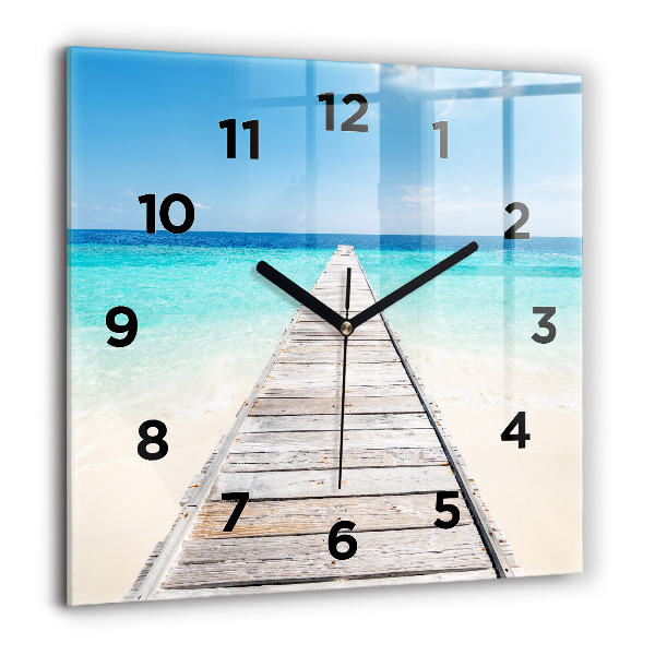 Square wall clock Tropical island