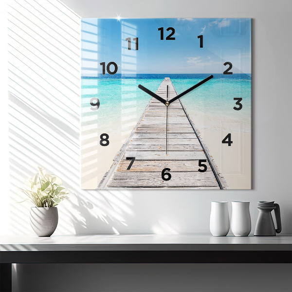 Square wall clock Tropical island