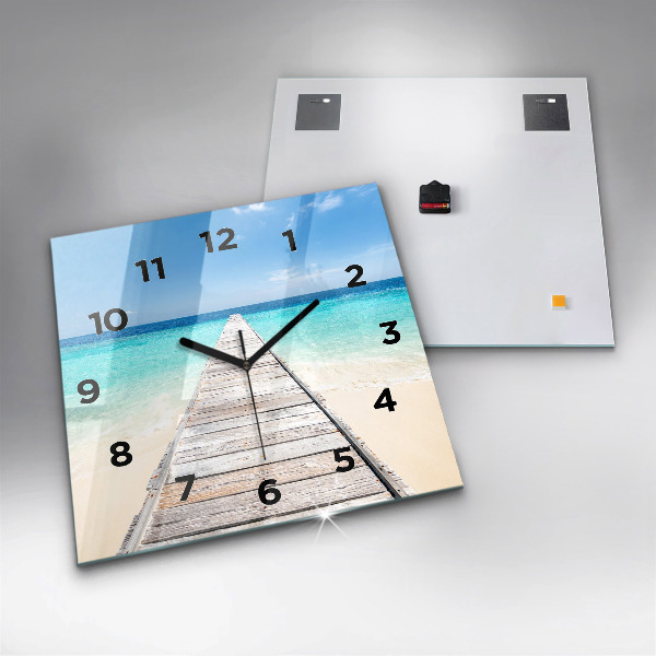 Square wall clock Tropical island