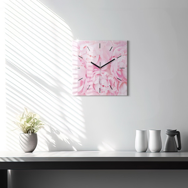 Square wall clock Blooming flowers