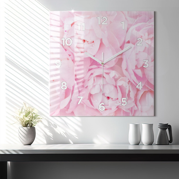 Square wall clock Blooming flowers