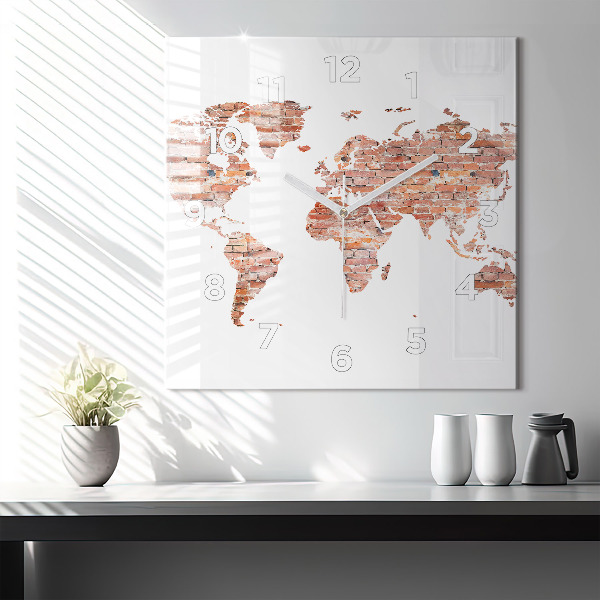 Square wall clock Old brick map