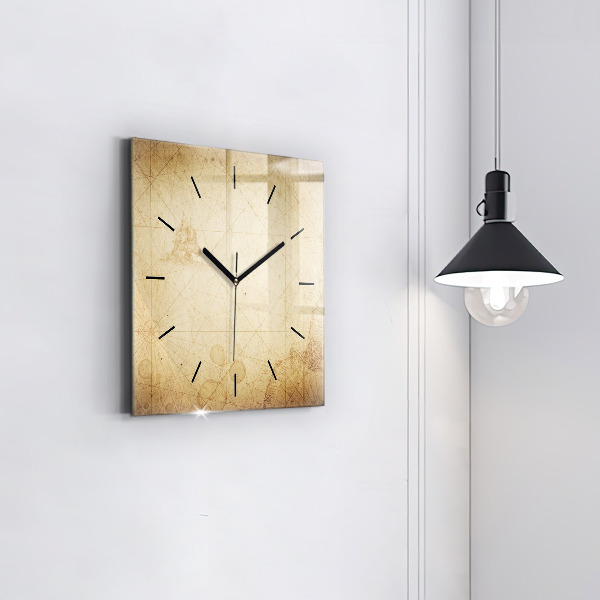 Square wall clock Old world map
