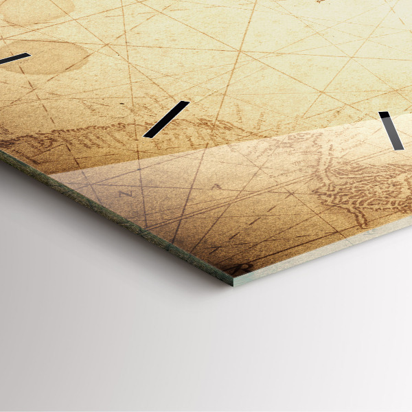 Square wall clock Old world map
