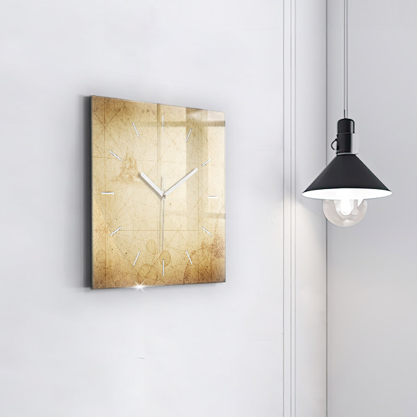 Square wall clock Old world map