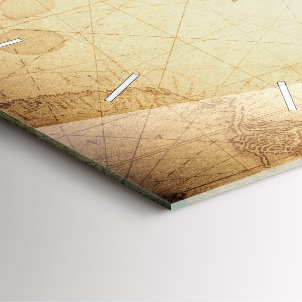Square wall clock Old world map