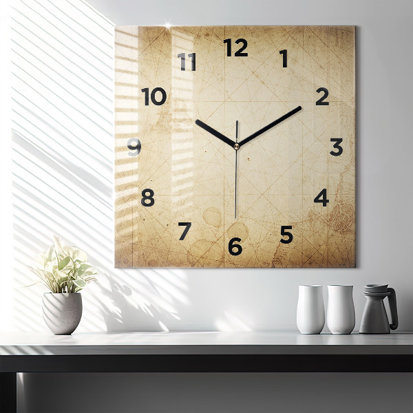 Square wall clock Old world map