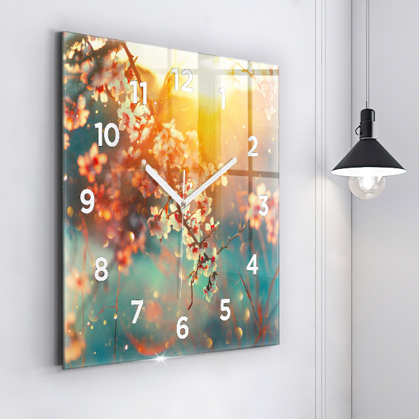 Square wall clock Spring flowers