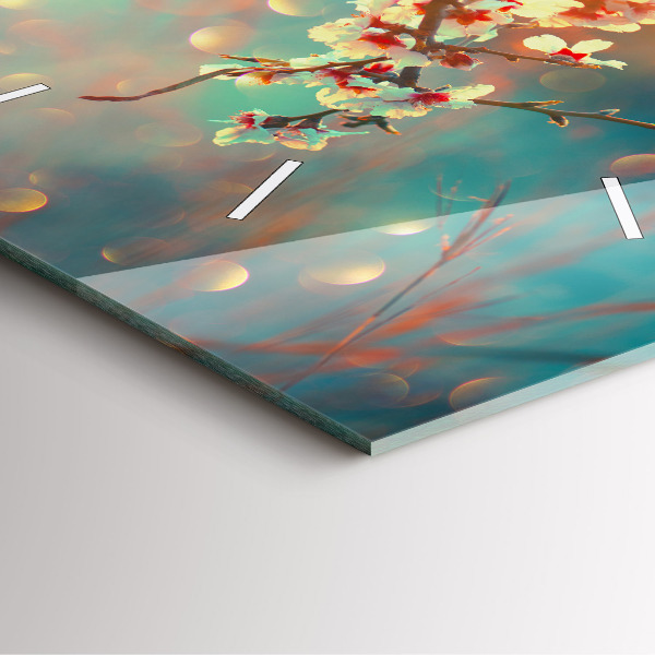 Square wall clock Spring flowers