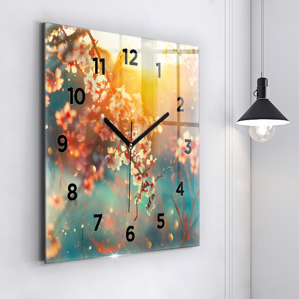 Square wall clock Spring flowers