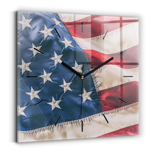 Square wall clock American flag