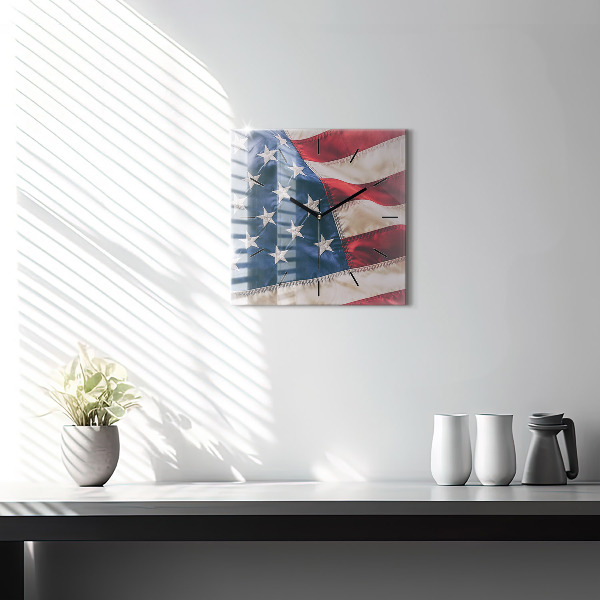 Square wall clock American flag