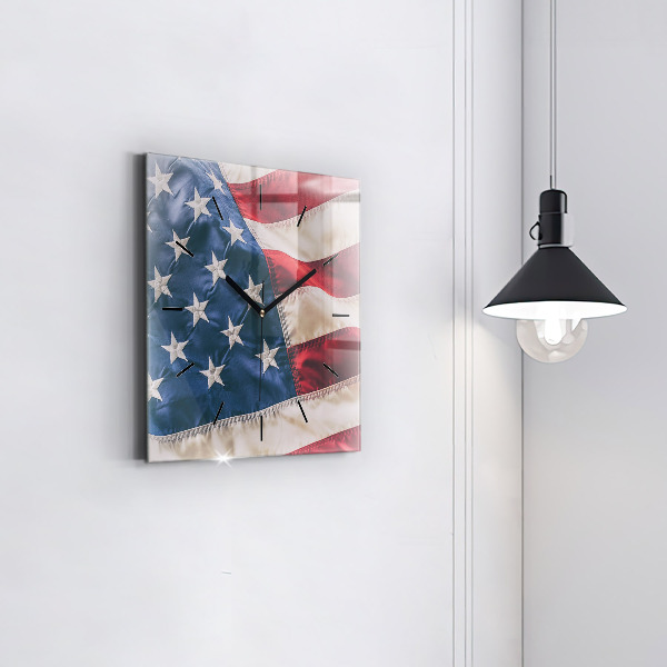 Square wall clock American flag