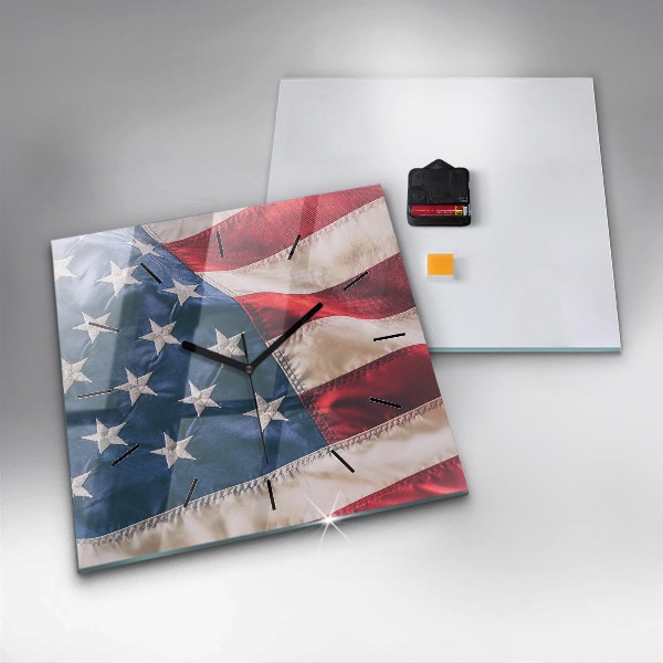 Square wall clock American flag