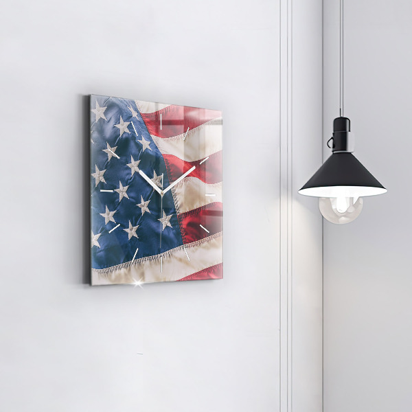 Square wall clock American flag