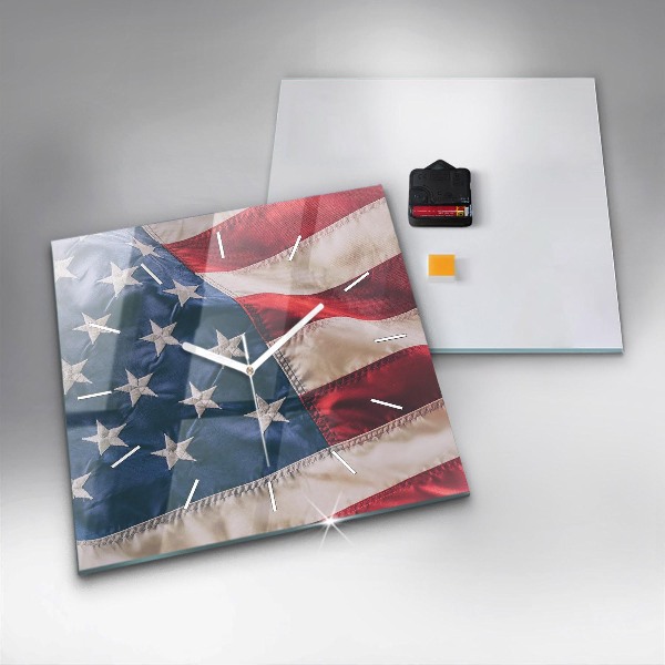 Square wall clock American flag