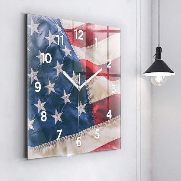 Square wall clock American flag