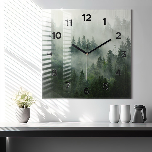 Square wall clock Misty forest