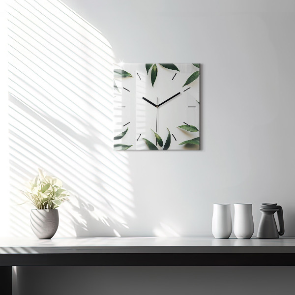 Square wall clock Leaf frame