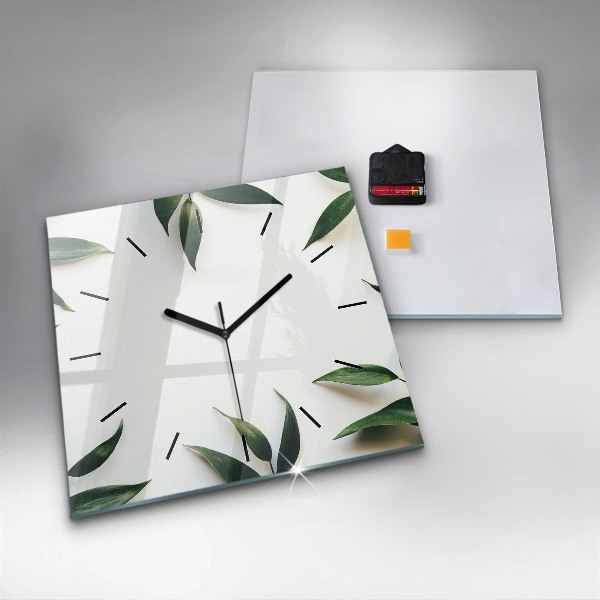 Square wall clock Leaf frame
