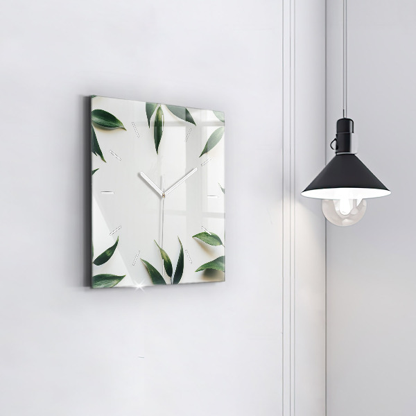 Square wall clock Leaf frame