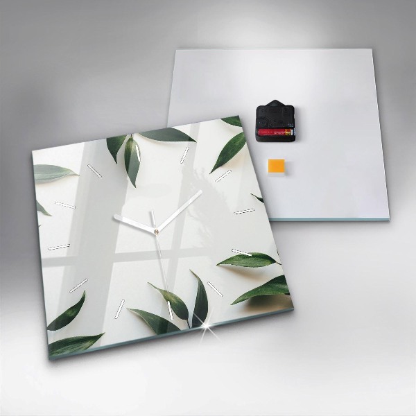 Square wall clock Leaf frame