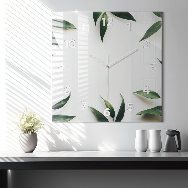Square wall clock Leaf frame