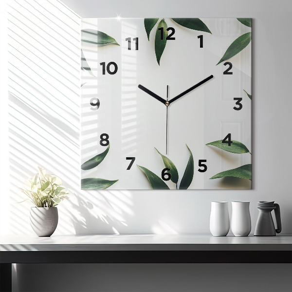Square wall clock Leaf frame