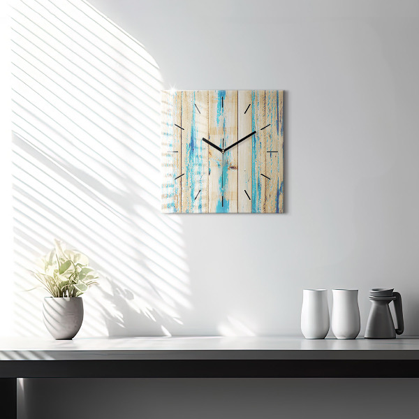 Square wall clock Scratched wood