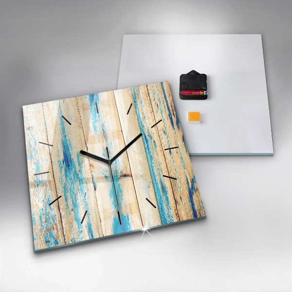 Square wall clock Scratched wood