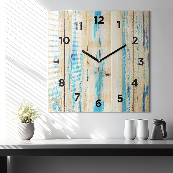 Square wall clock Scratched wood