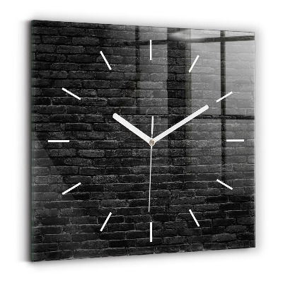 Square wall clock Dark brick wall