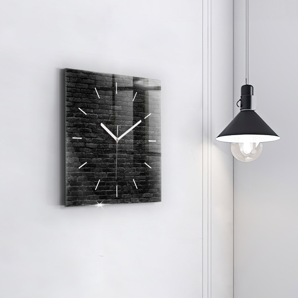Square wall clock Dark brick wall