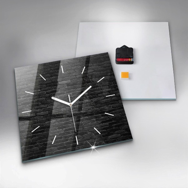 Square wall clock Dark brick wall